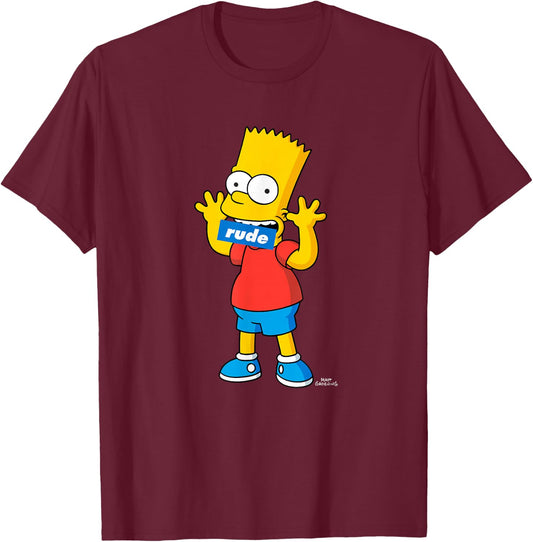 The Simpsons Bart Simpson Rude Mouth T-Shirt - T-Shirt | Maroon