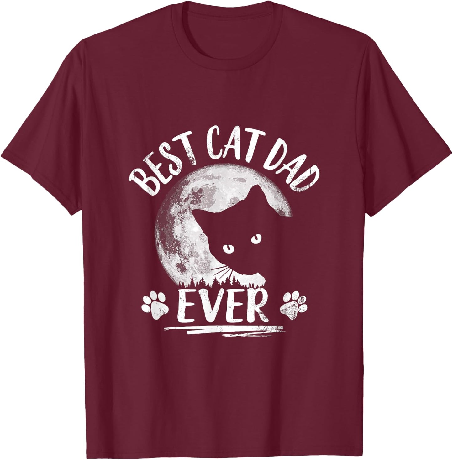 Black Cat Shirt: Best Cat Dad Ever Funny Cat Daddy Women T-Shirt - T-Shirt | Maroon