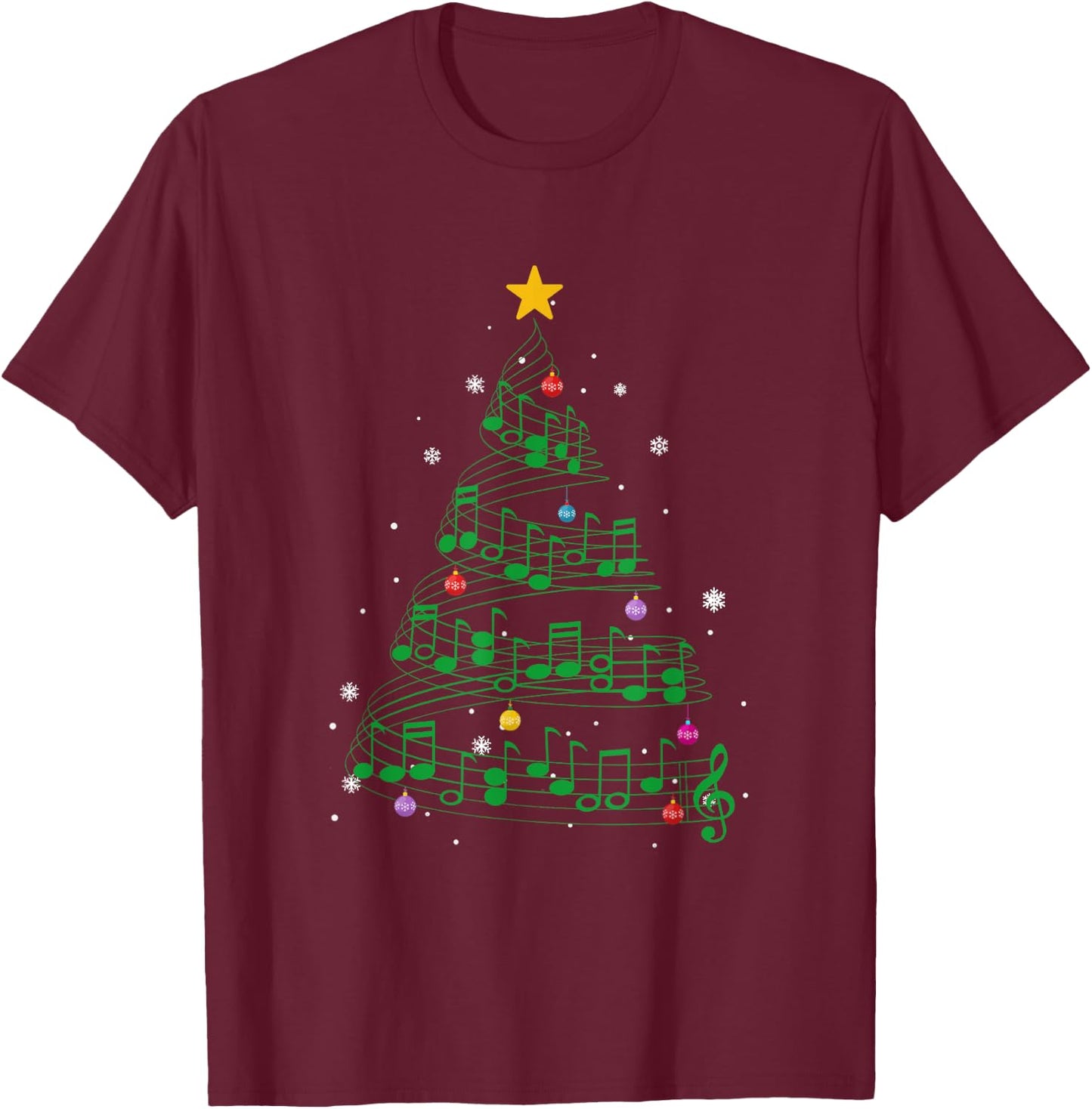 Music Note Tree Christmas Tree Gift T-Shirt - T-Shirt | Maroon