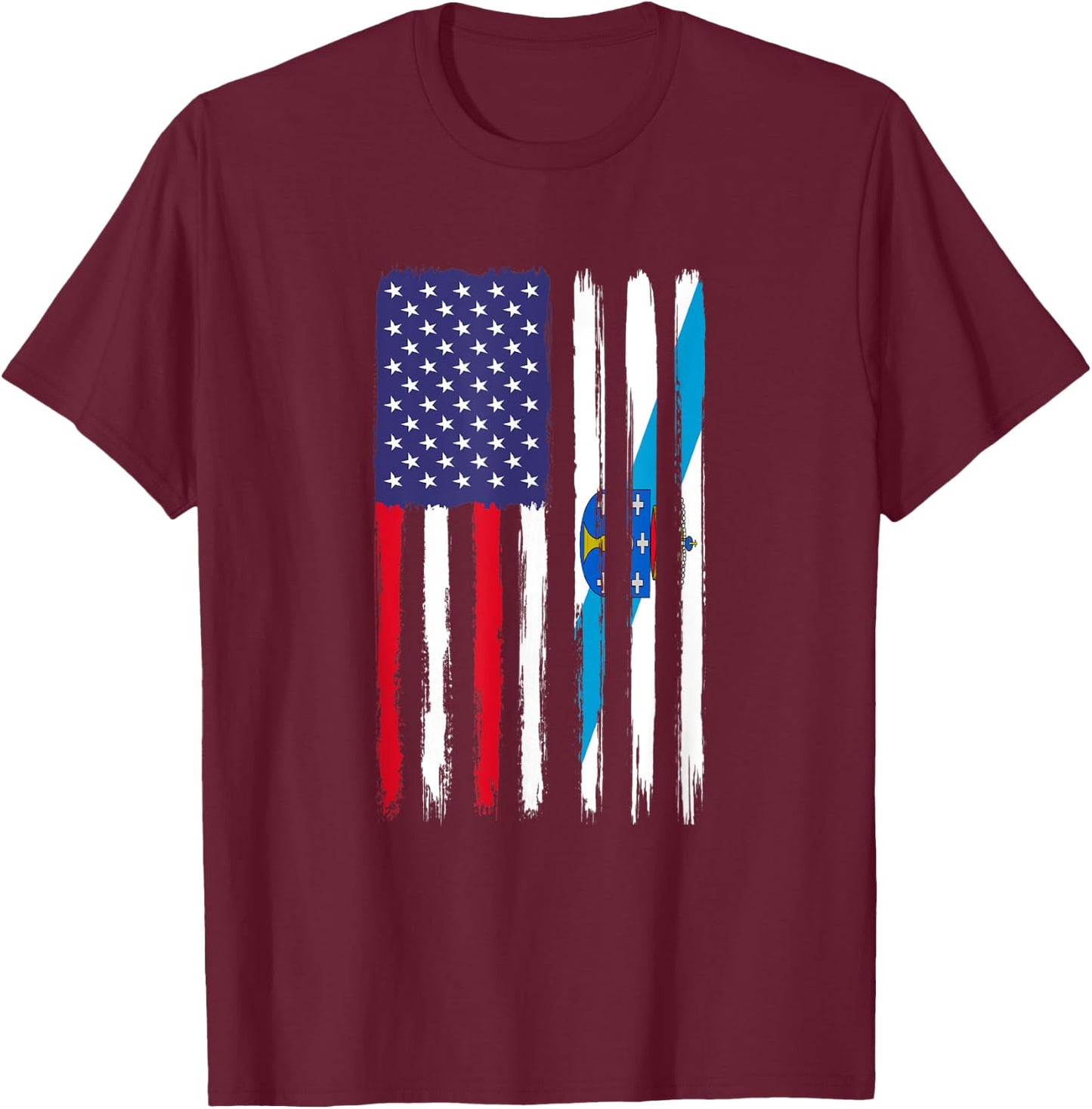Galician Roots Half American Flag Patriotic Galician Kids Men T-Shirt - T-Shirt | Maroon