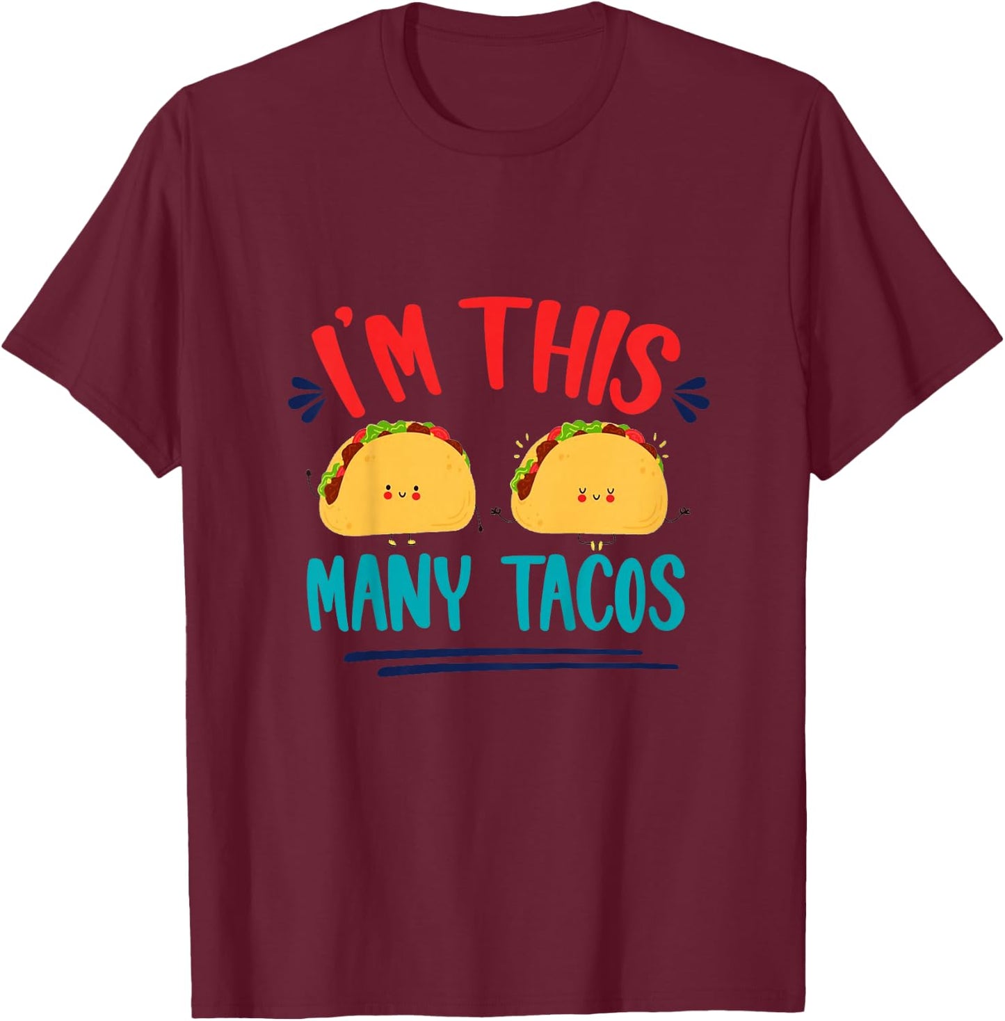 I'm This Many Tacos Mexican Fiesta 2nd Birthday Second Bday T-Shirt - T-Shirt | Maroon
