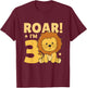 Kids 3rd Birthday Lion 3 Years Old Cub Lion T-Shirt - T-Shirt | Maroon