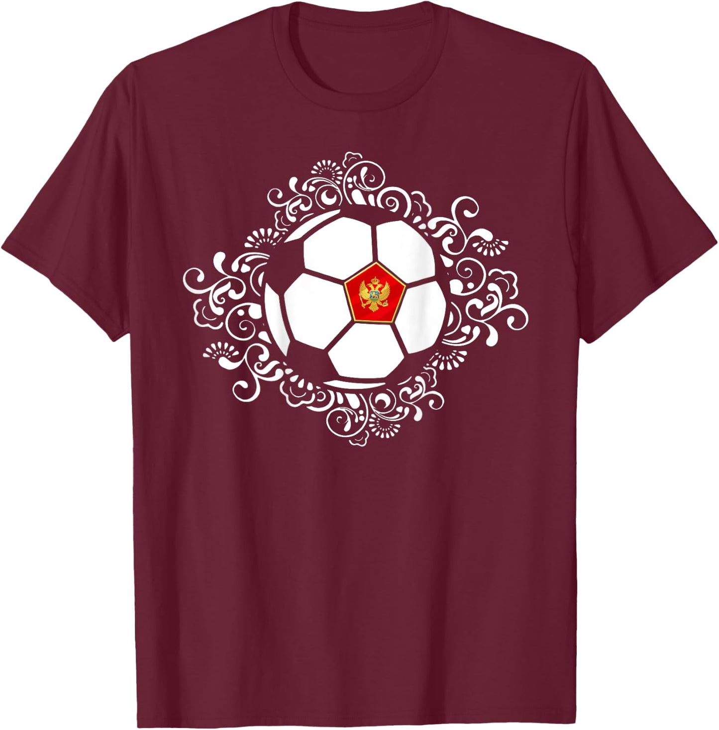 Floral Montenegro Soccer Lovers Jersey Montenegrin Football T-Shirt - T-Shirt | Maroon