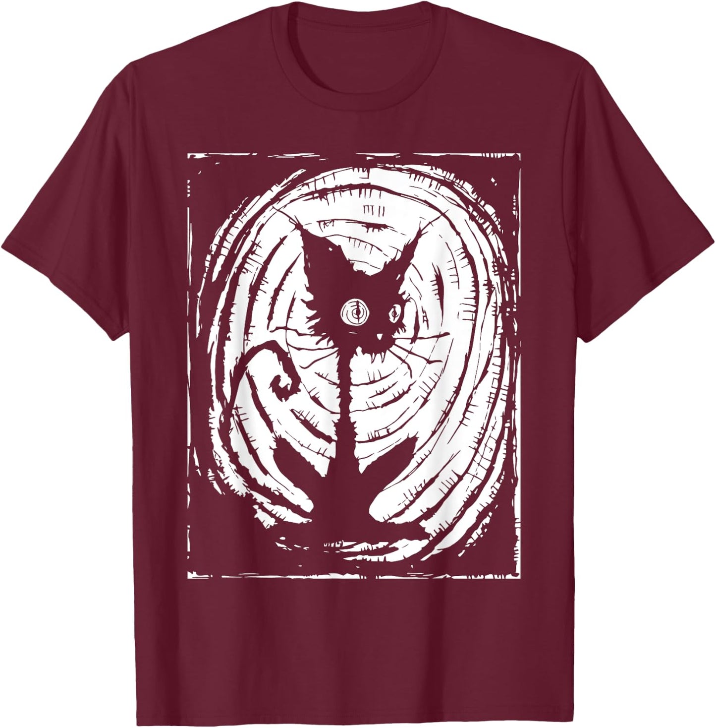 Black Cat Lazy Halloween Costume Scary Creepy T-Shirt - T-Shirt | Maroon