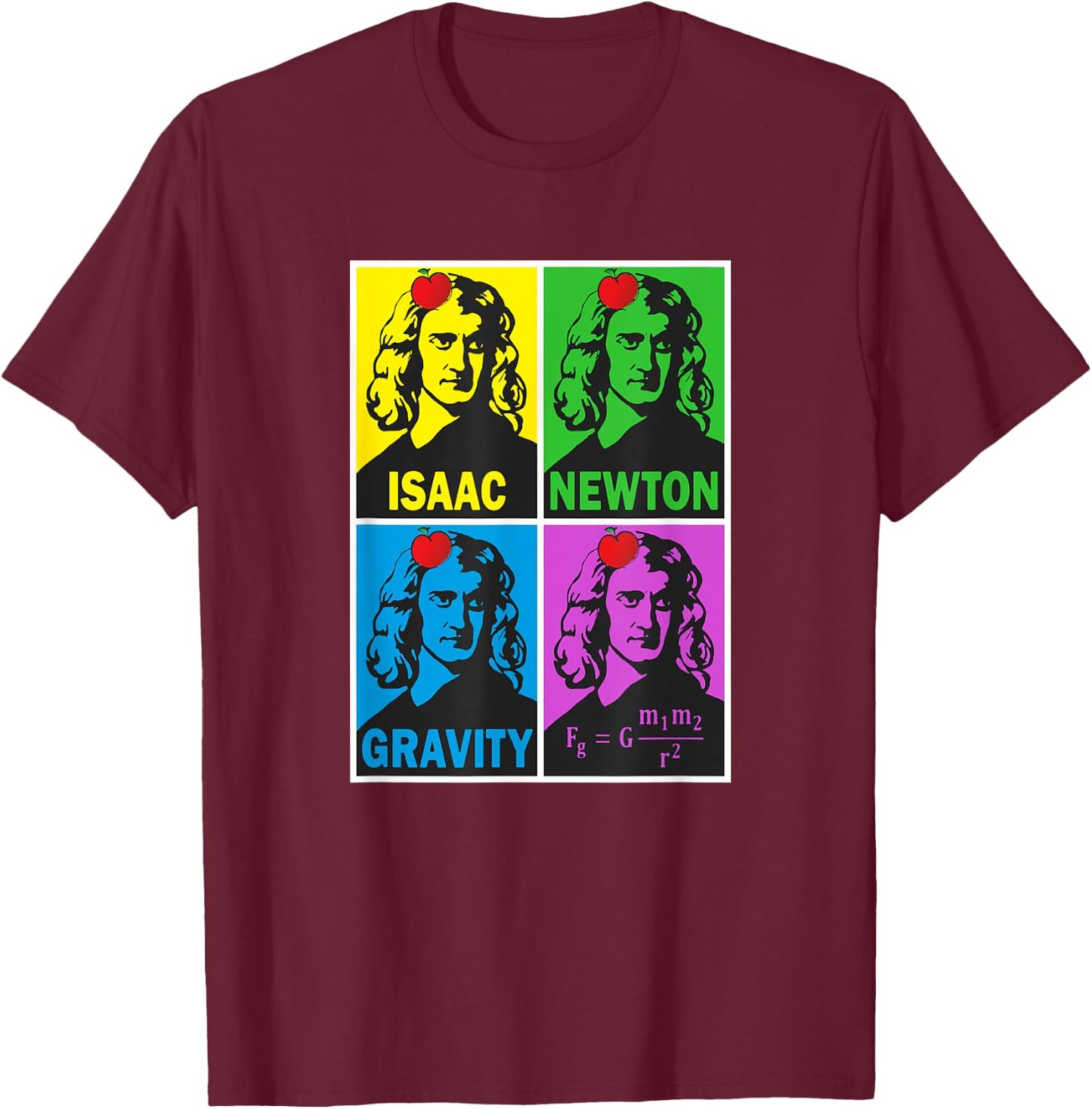 Isaac Newton Poster Style Pop Art T-Shirt - T-Shirt | Maroon