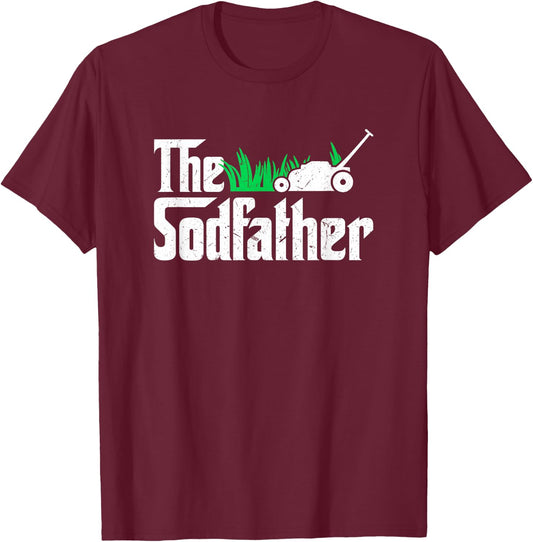 The Sodfather Parody Funny Lawn Landscaping Dad Gift T-Shirt - T-Shirt | Maroon