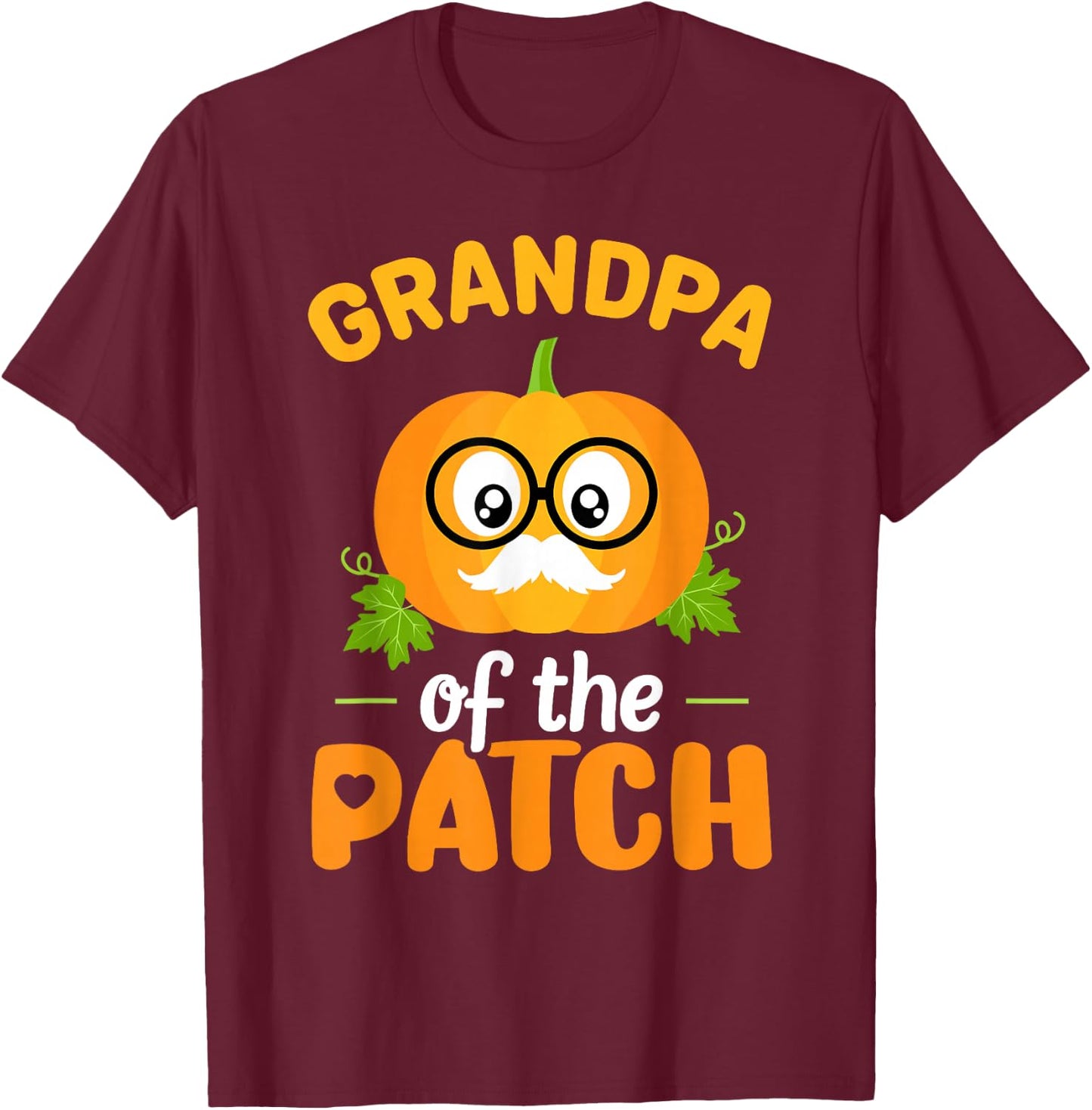 Grandpa Of The Patch Pumpkin Halloween Family Matching Funny T-Shirt - T-Shirt | Maroon