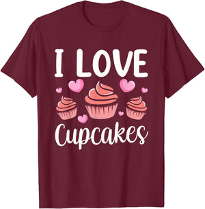 I Love Cupcakes Lover Cupcake Cute Eat T-Shirt - T-Shirt | Maroon