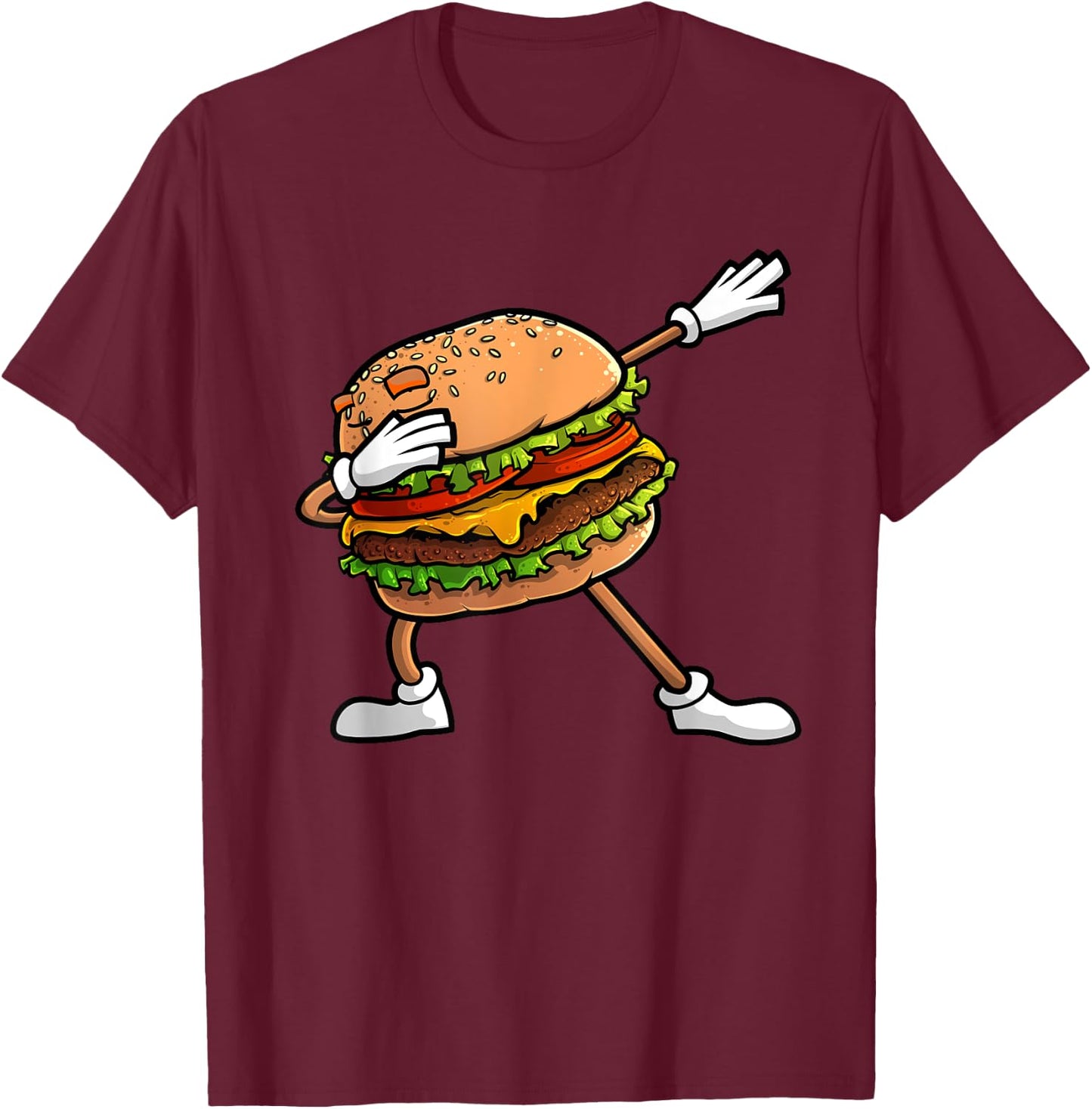 Funny Hamburger Art Kids Men Women Cheeseburger Lover T-Shirt - T-Shirt | Maroon