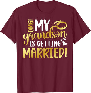 Proud Grandma of The Groom Grandma Grandmother of The Groom T-Shirt - T-Shirt | Maroon