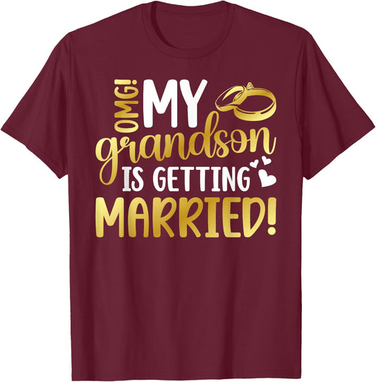 Proud Grandma of The Groom Grandma Grandmother of The Groom T-Shirt - T-Shirt | Maroon