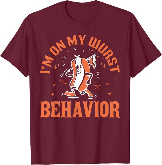 Oktoberfest 2023 I'm on my wurst Behavior funny T-Shirt - T-Shirt | Maroon