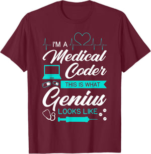 Medical Coder Certified Coding Specialist Nosologist Job T-Shirt - T-Shirt | Maroon