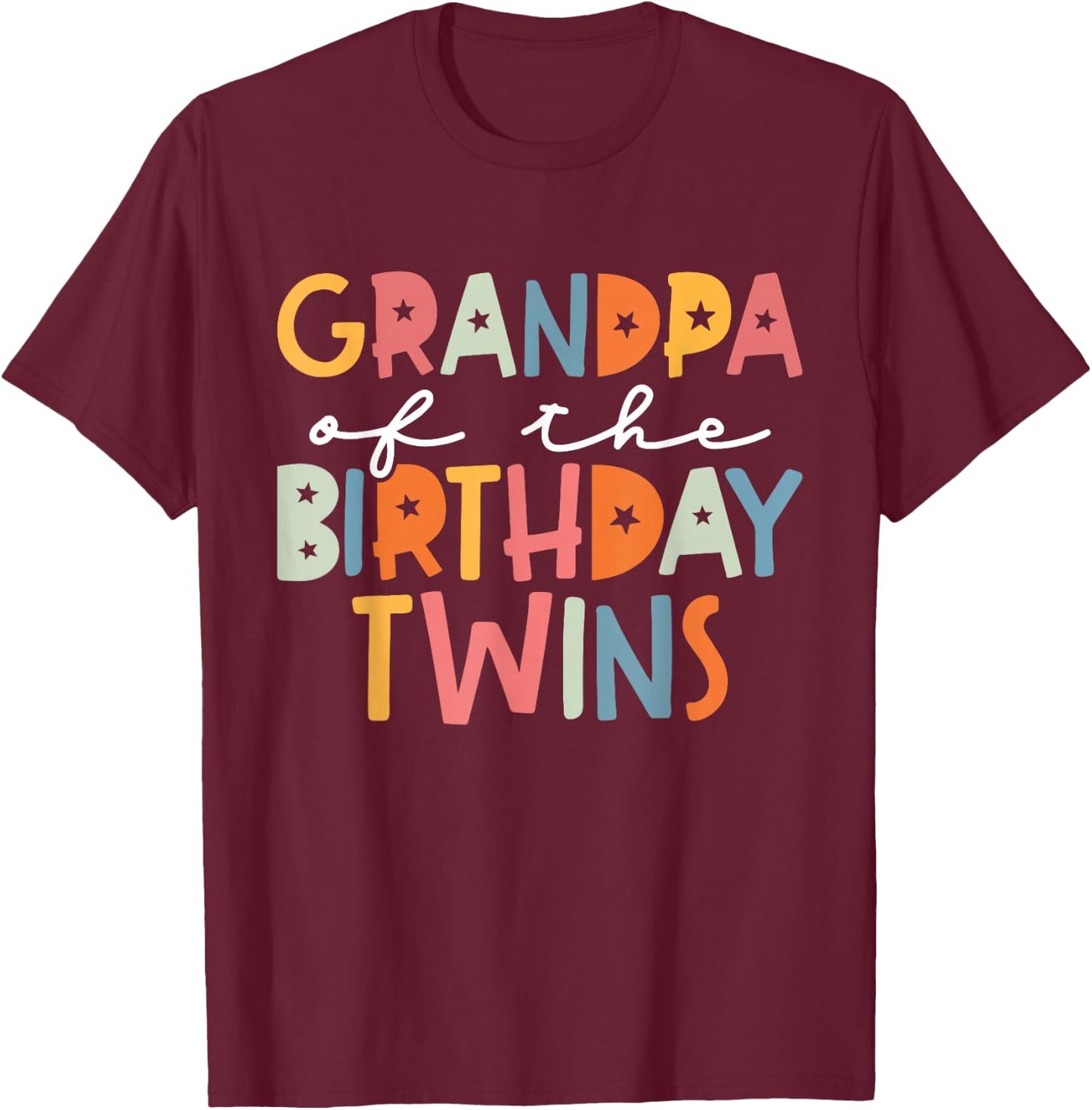Grandpa Of The Birthday Twins Kids Great Grandpa Of Twins T-Shirt - T-Shirt | Maroon