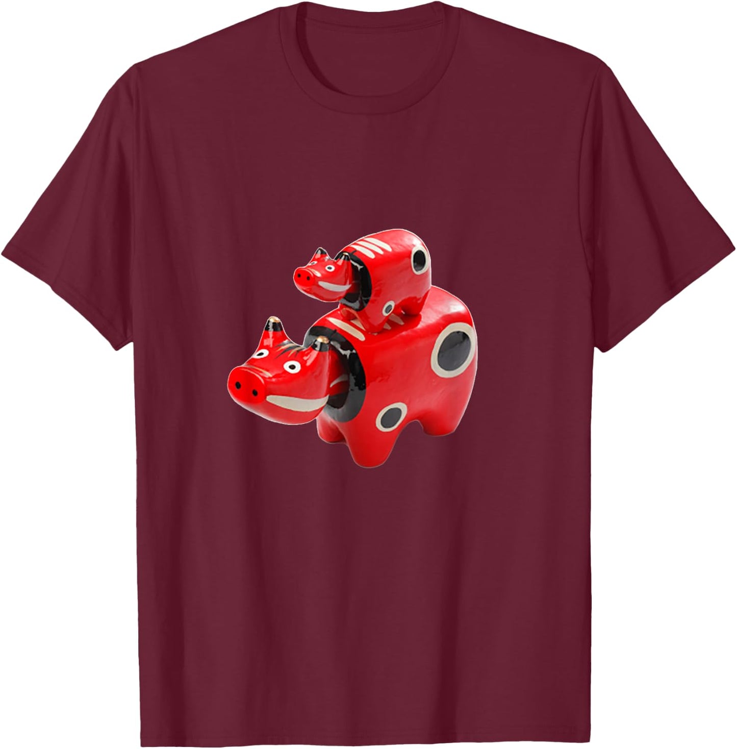 Akabeko Funny , Cattle, Cattle, Fukushima Prefecture, Aizu, Men's, Interesting Goods, Interesting Clothes, Present, Japanese Specialty T-Shirt - T-Shirt | Maroon