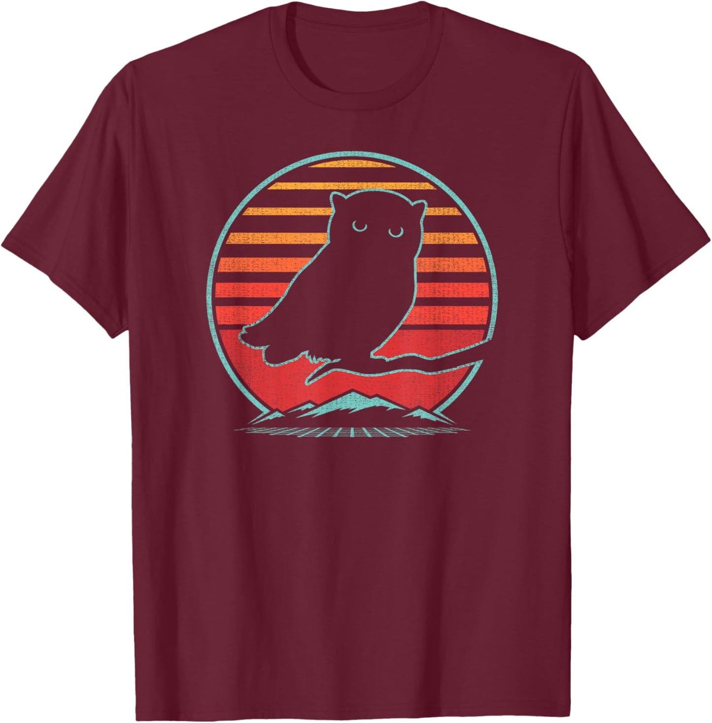 Owl Lover Bird Animal Birding Retro Vintage 80s Style T-Shirt - T-Shirt | Maroon