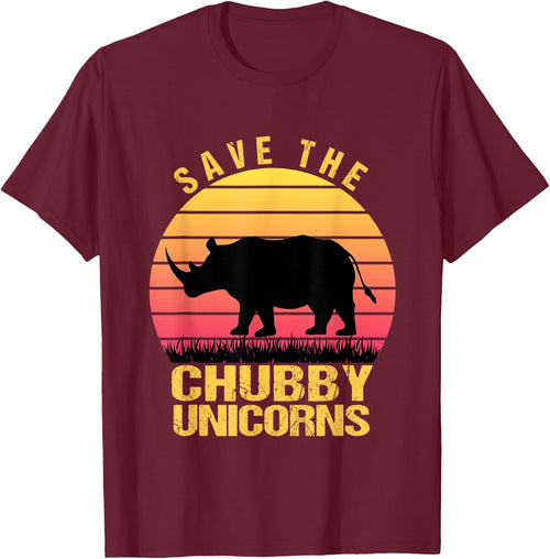Save The Chubby Unicorns Vintage Retro Funny Rhino Animal
