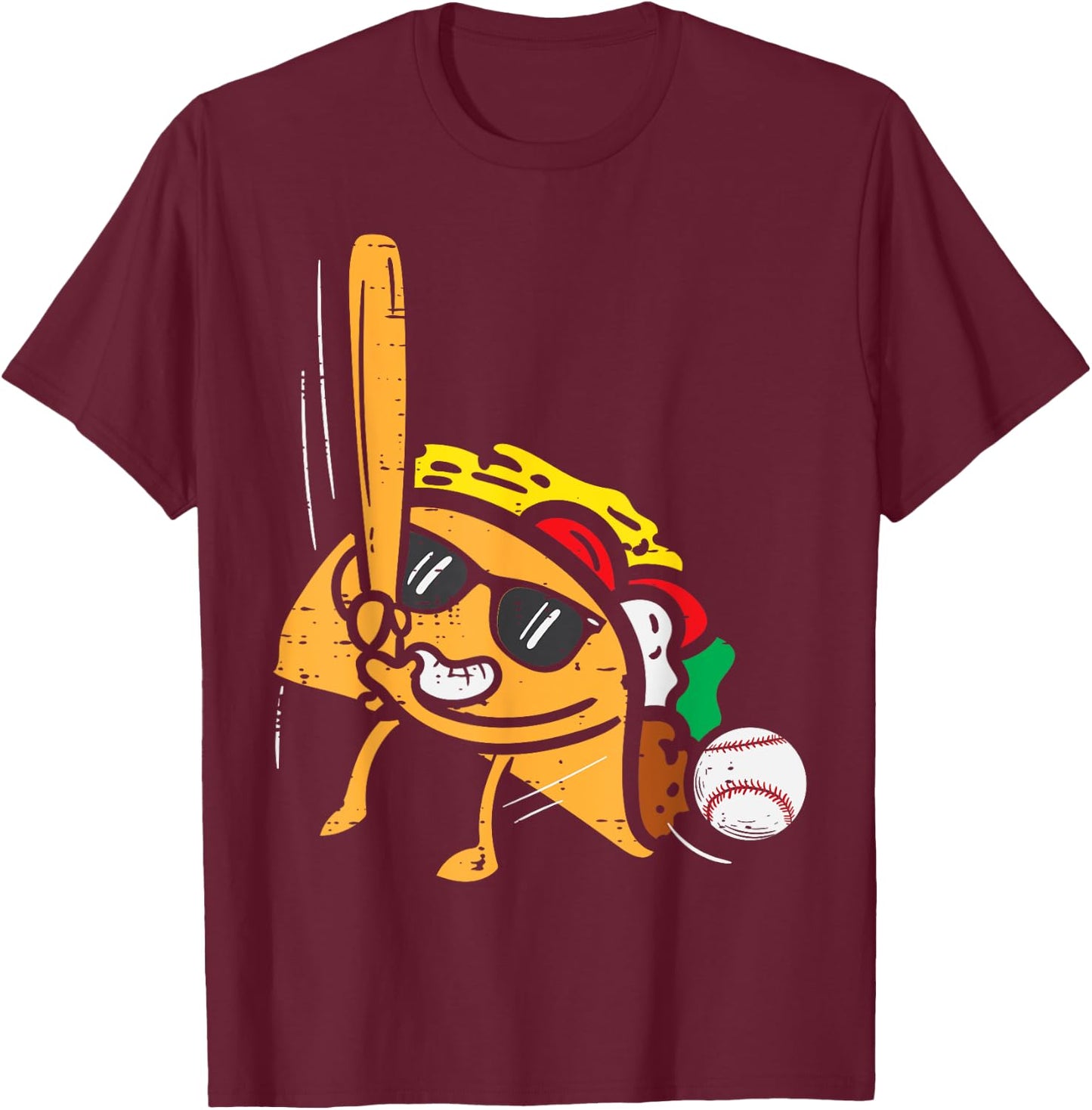 Taco Baseball Cinco De Mayo Mexican Fiesta Boys Men Kids T-Shirt - T-Shirt | Maroon