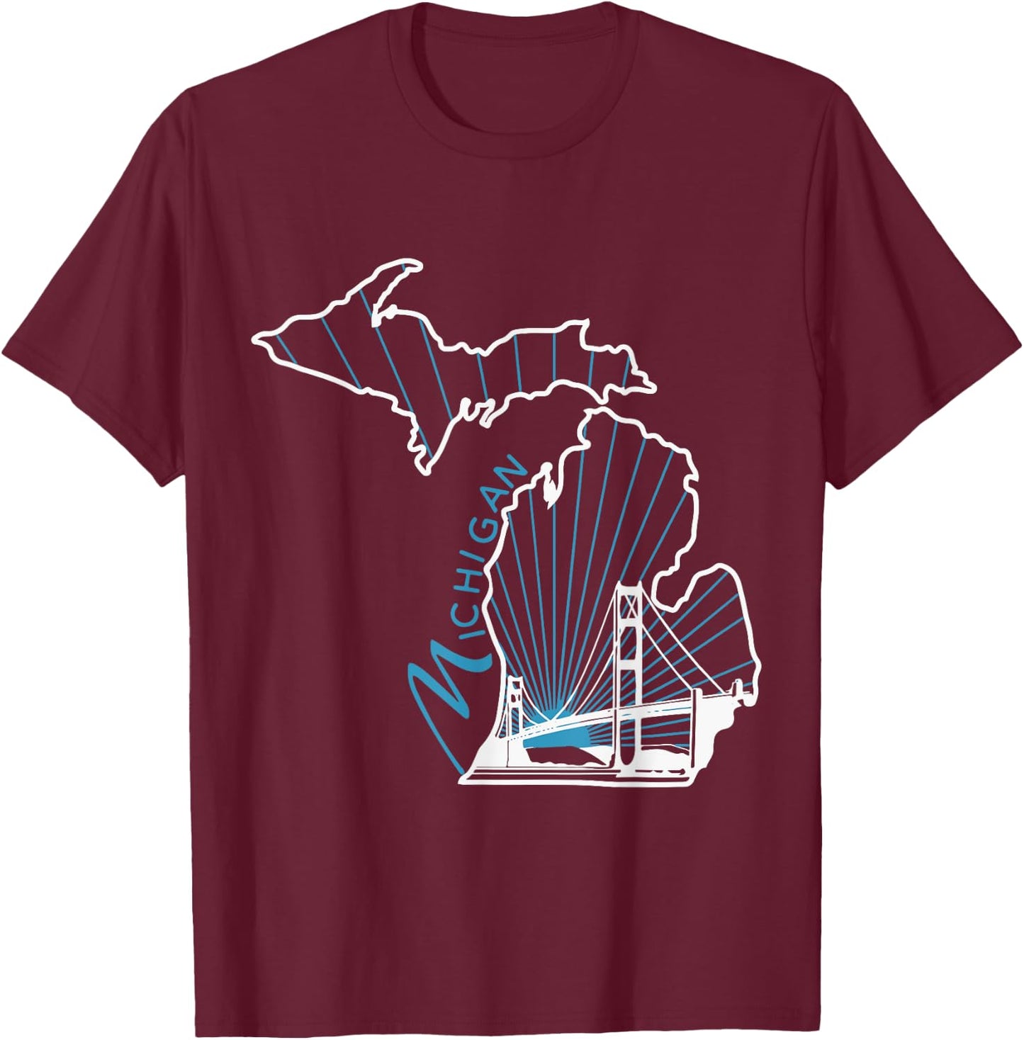 Michigan Map Vintage T-Shirt - T-Shirt | Maroon