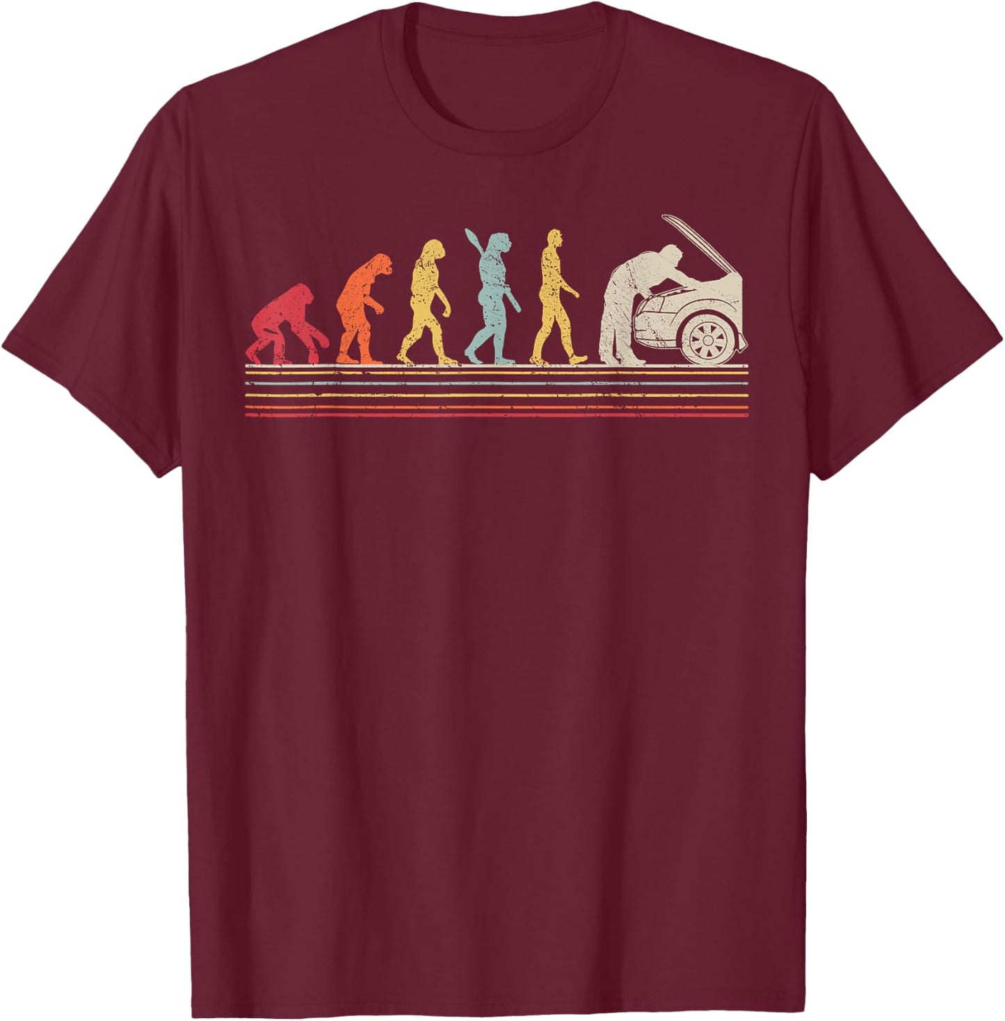 Vintage Style Car Mechanic Evolution Automotive Technician T-Shirt - T-Shirt | Maroon