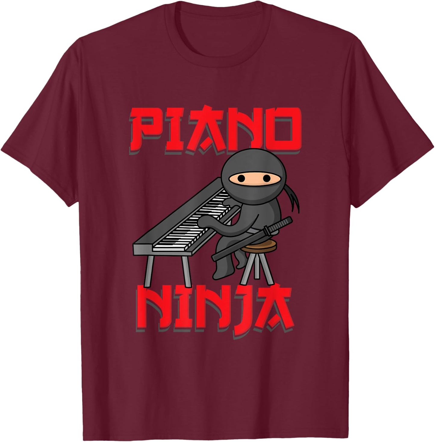 Piano Ninja | Funny Keyboard Player Pianist Gift T-Shirt - T-Shirt | Maroon