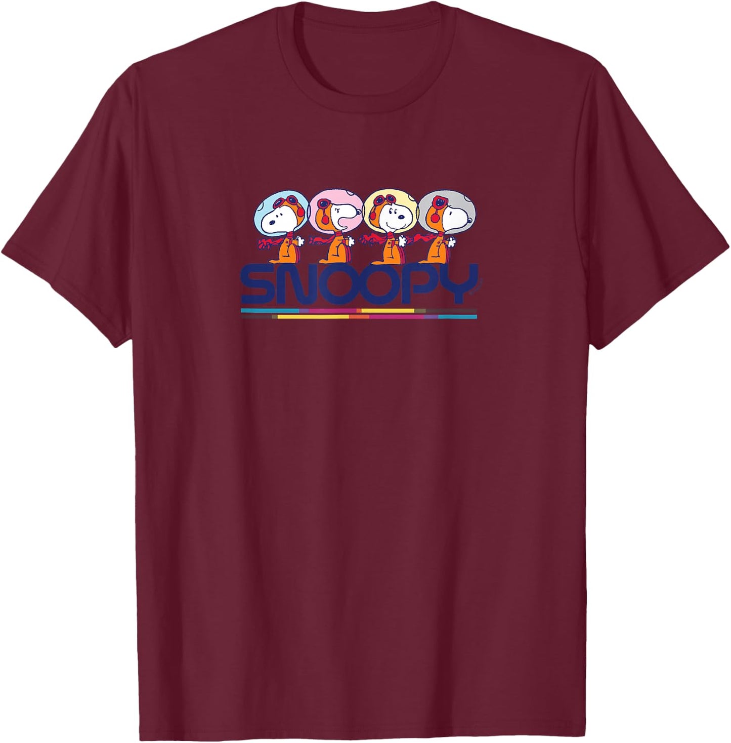 Peanuts - Snoopy Beagle in Space Astronaut Outfit T-Shirt - T-Shirt | Maroon