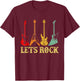 Vintage Retro Lets Rock Rock n Roll Guitar T-Shirt - T-Shirt | Maroon