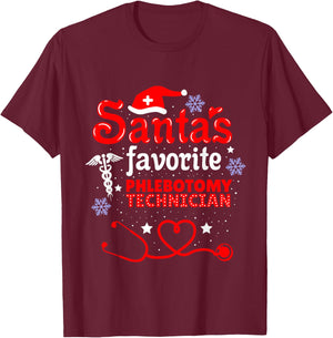 Santas Favorite Phlebotomy Technician Christmas T-Shirt - T-Shirt | Maroon