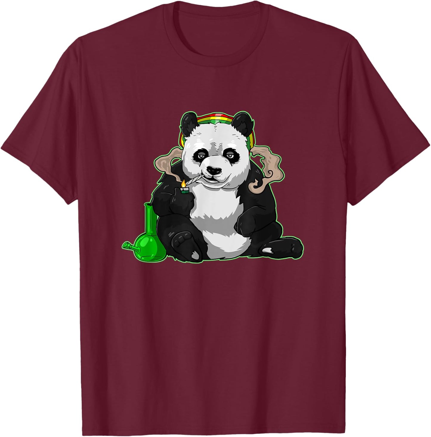 Funny Panda Bear Smoking Weed Cannabis Marijuana Stoner gift T-Shirt - T-Shirt | Maroon