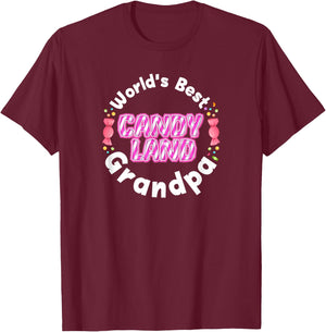 Candy Land Worlds Best Grandpa T-Shirt - T-Shirt | Maroon