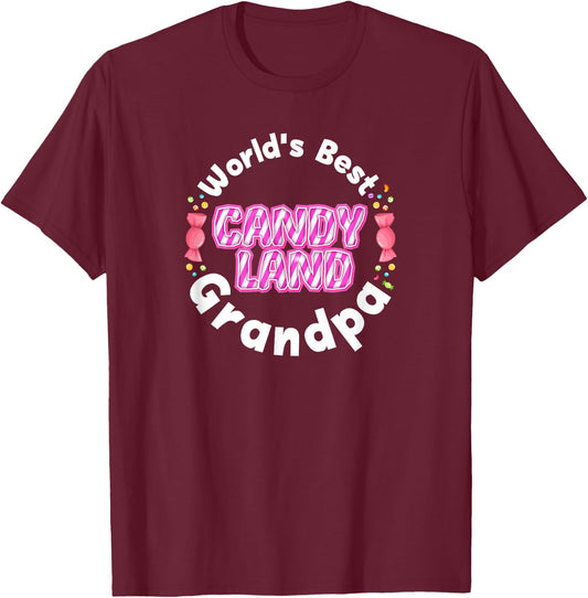 Candy Land Worlds Best Grandpa T-Shirt - T-Shirt | Maroon