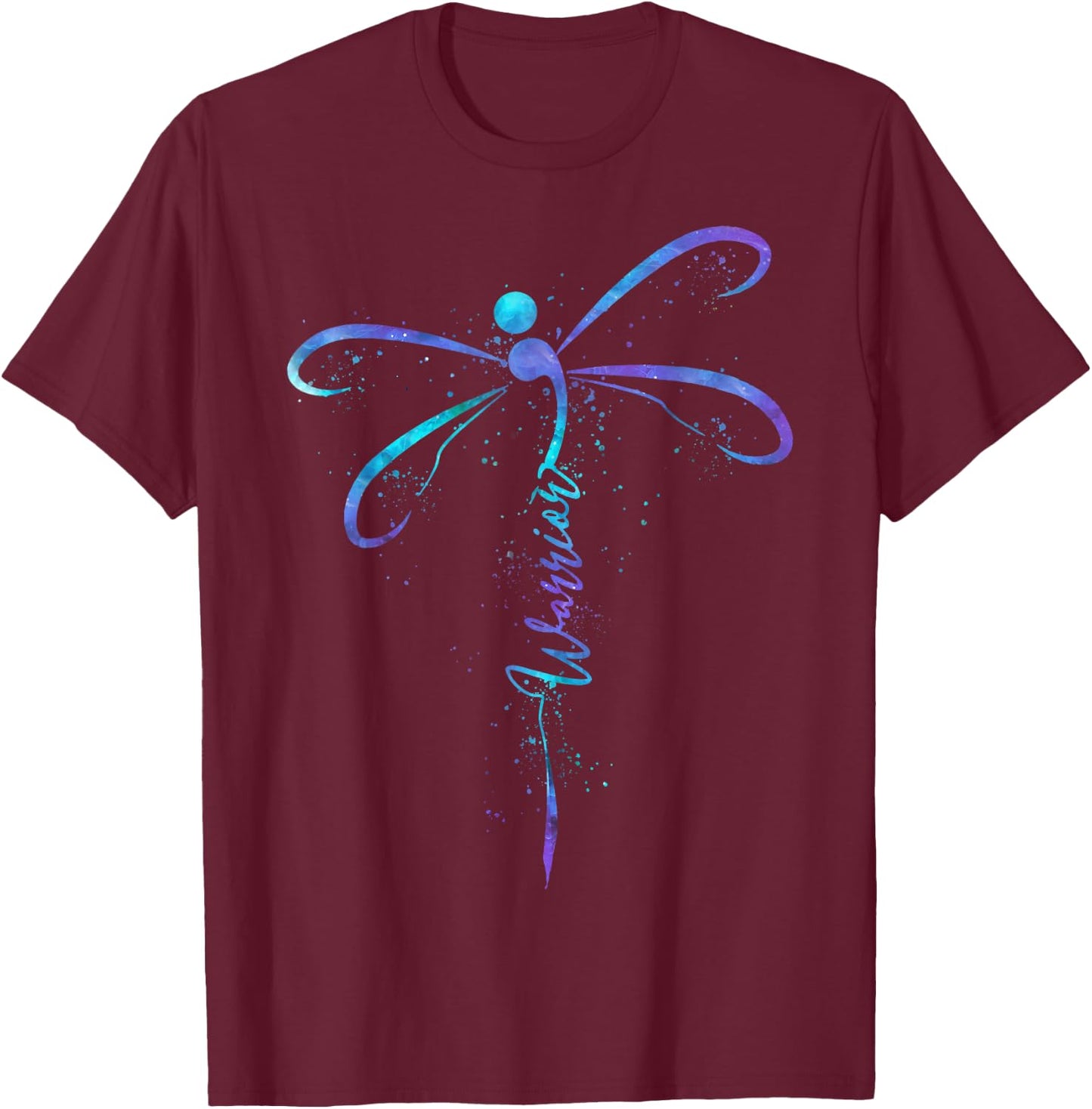 Suicide Prevention Awareness Warrior Dragonfly Semicolon T-Shirt - T-Shirt | Maroon