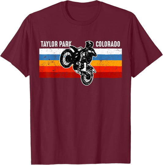 Taylor Park, Colorado Dirt Bike Clothing - Vintage Dirt Bike T-Shirt - T-Shirt | Maroon