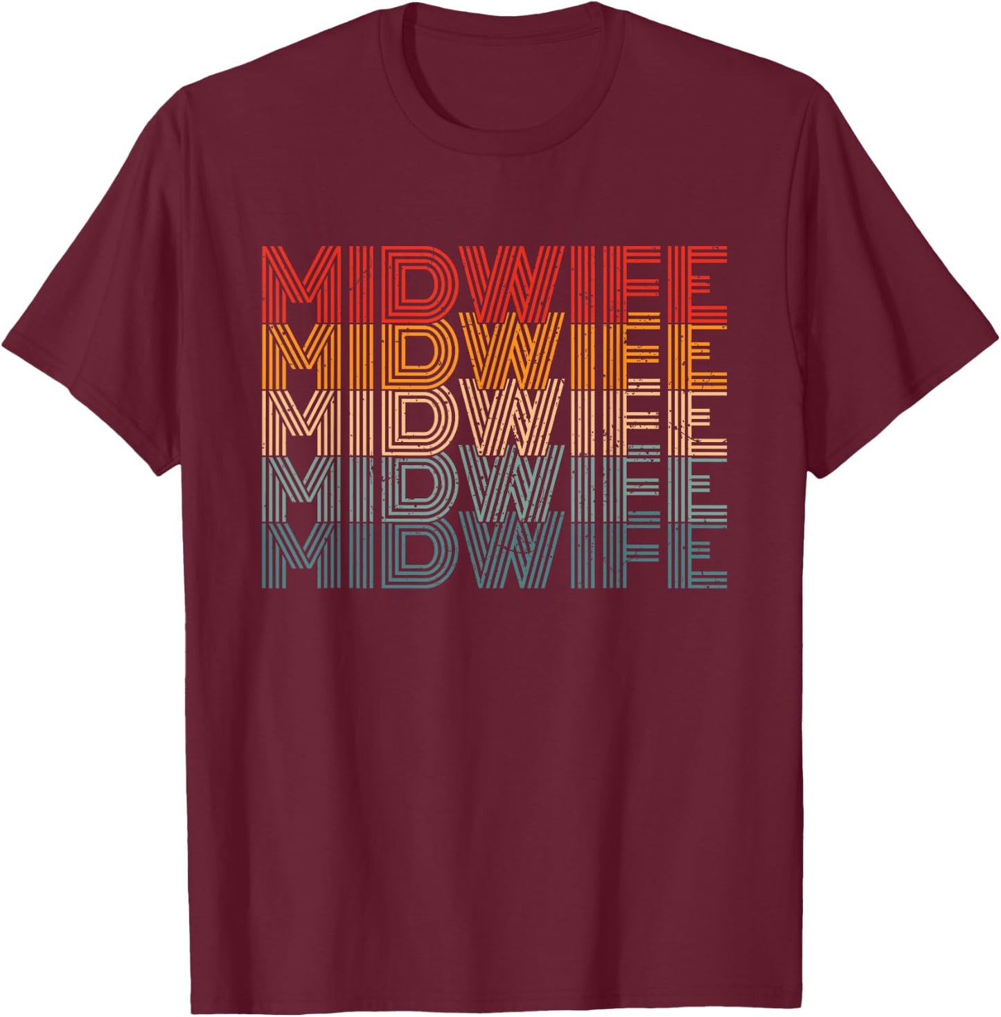 Retro Doula Birthing Support Women Baby Catcher Midwife T-Shirt - T-Shirt | Maroon