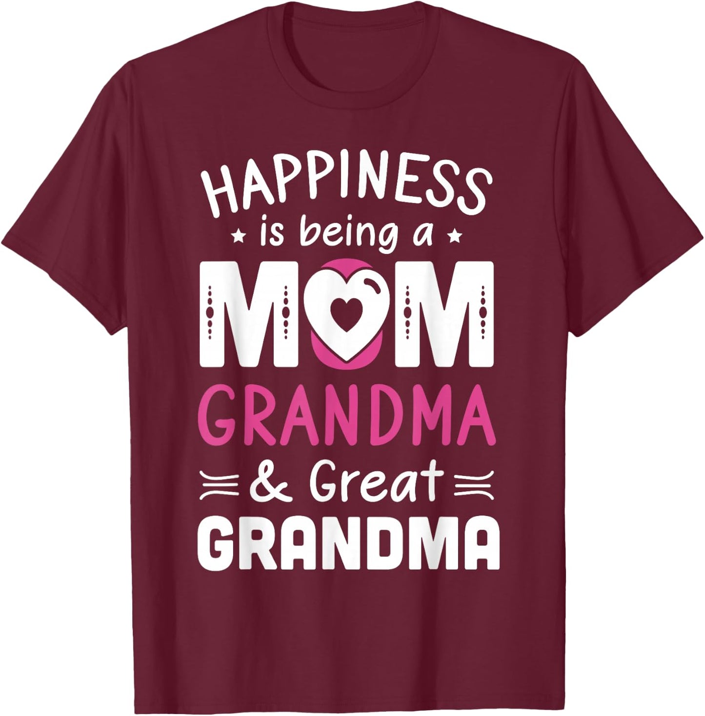 Mom Grandma & Great Grandma Mother's Day New Great Grandma T-Shirt - T-Shirt | Maroon