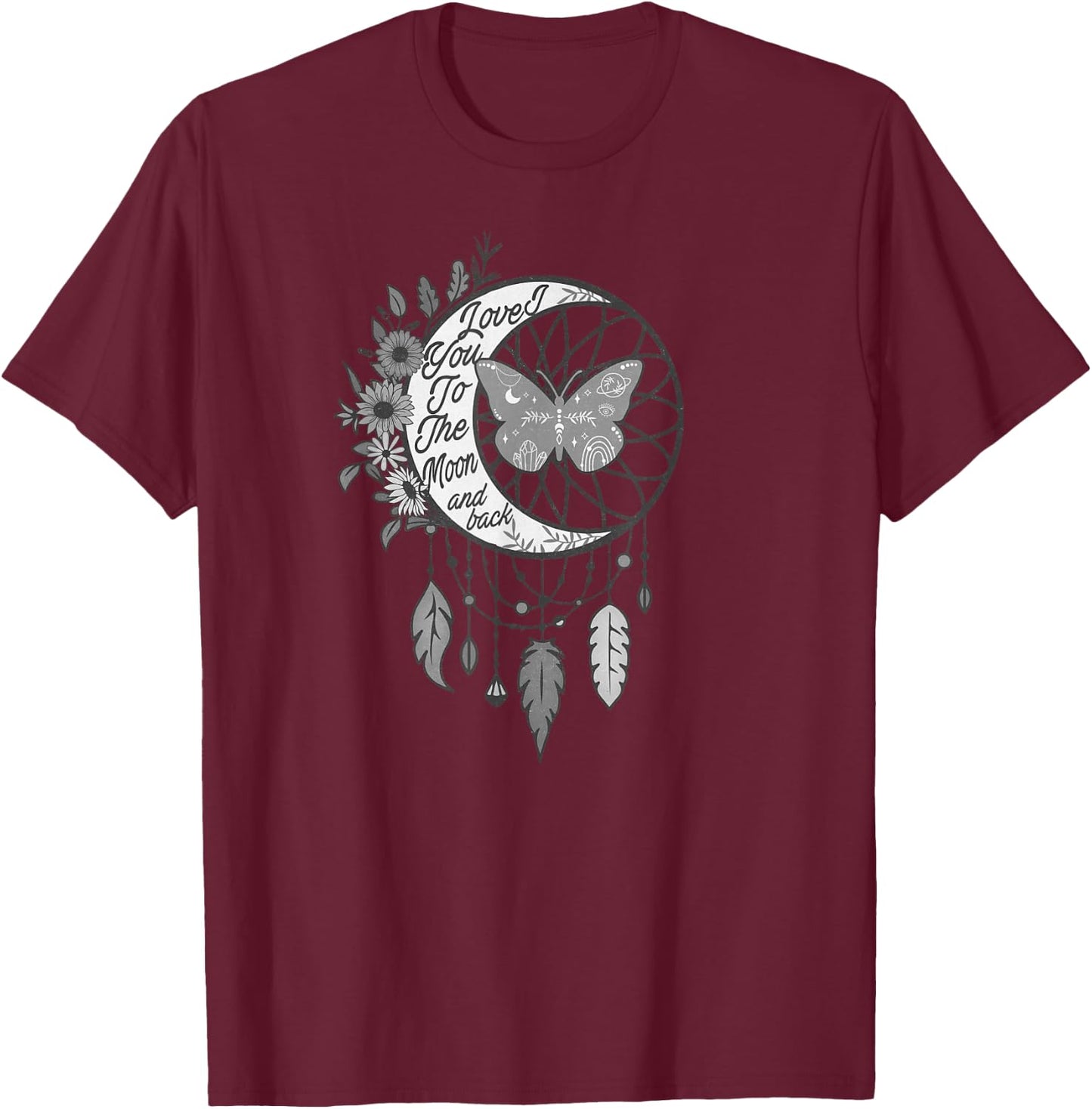I Love You to the Moon And Back Celestial Designed T-Shirt - T-Shirt | Maroon