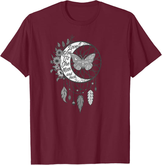 I Love You to the Moon And Back Celestial Designed T-Shirt - T-Shirt | Maroon