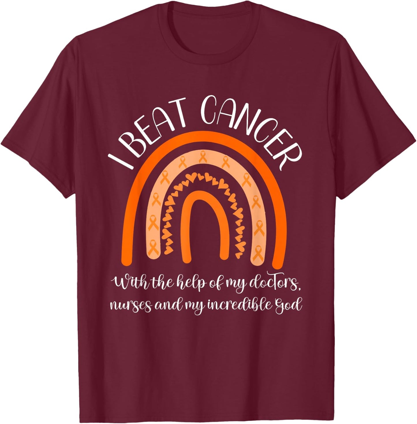Leukemia Cancer Survivor End Chemo I Beat Cancer Awareness T-Shirt - T-Shirt | Maroon