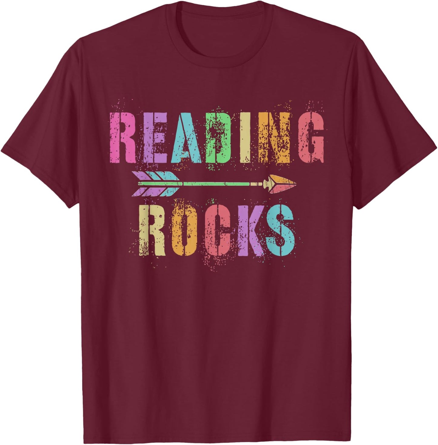 First Day Teacher Super Star Reading Rocks English Teacher T-Shirt - T-Shirt | Maroon