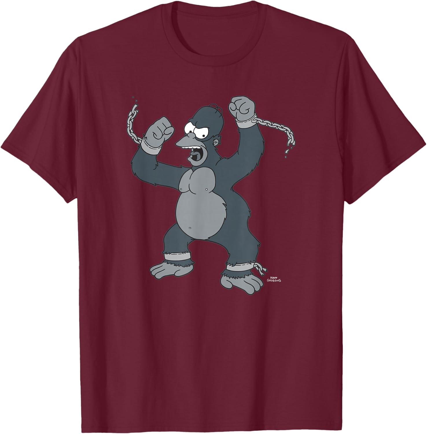 The Simpsons Treehouse of Horror King Kong Homer V-2 T-Shirt - T-Shirt | Maroon