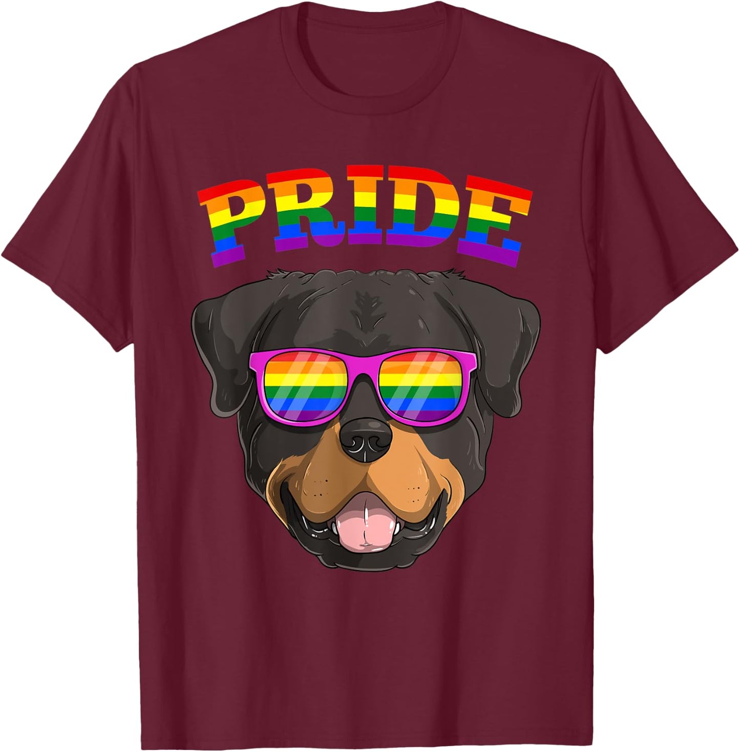 LGBT Rottweiler Dog Gay Pride Rainbow LGBTQ Cute T-Shirt - T-Shirt | Maroon