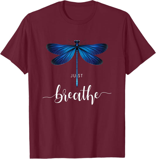 Just Dragonfly Tattoo Motif Summer Breathe Meditation Yoga Sweet T-Shirt - T-Shirt | Maroon