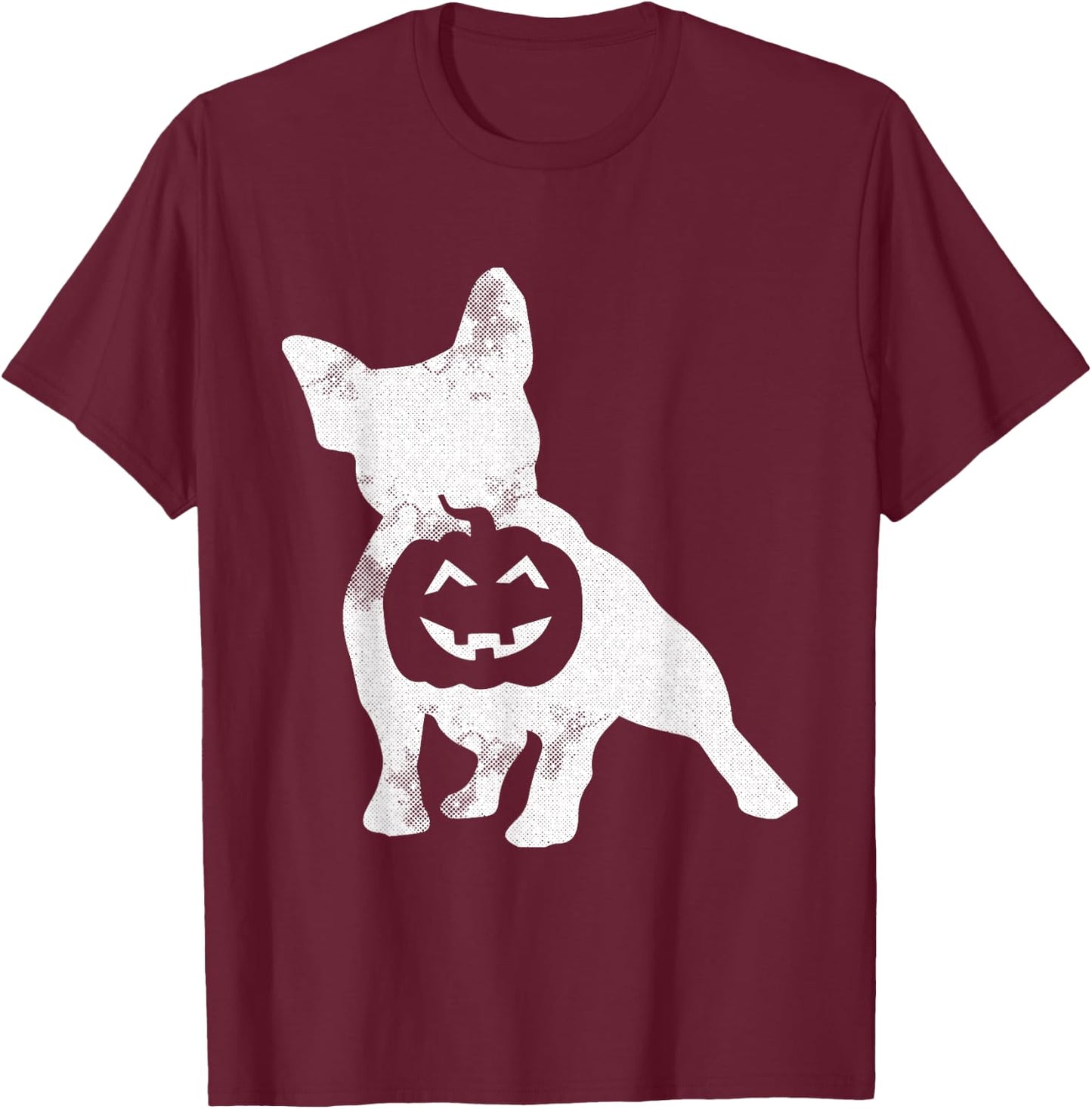 French Bulldog Lazy Halloween Costume Cute Frenchie Pumpkin T-Shirt - T-Shirt | Maroon