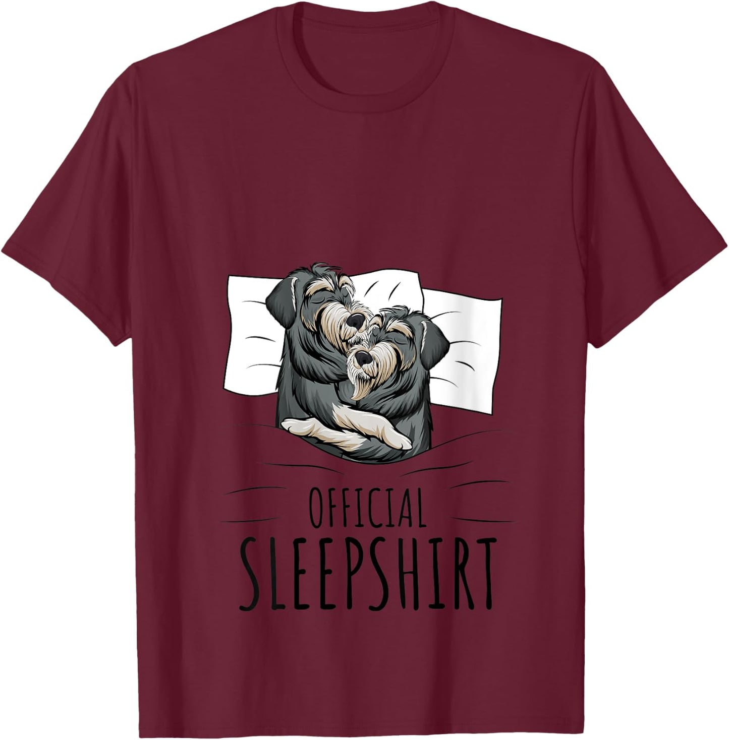 Sleeping Miniature Schnauzer Pajama Official Sleepshirt V-Neck T-Shirt - T-Shirt | Maroon
