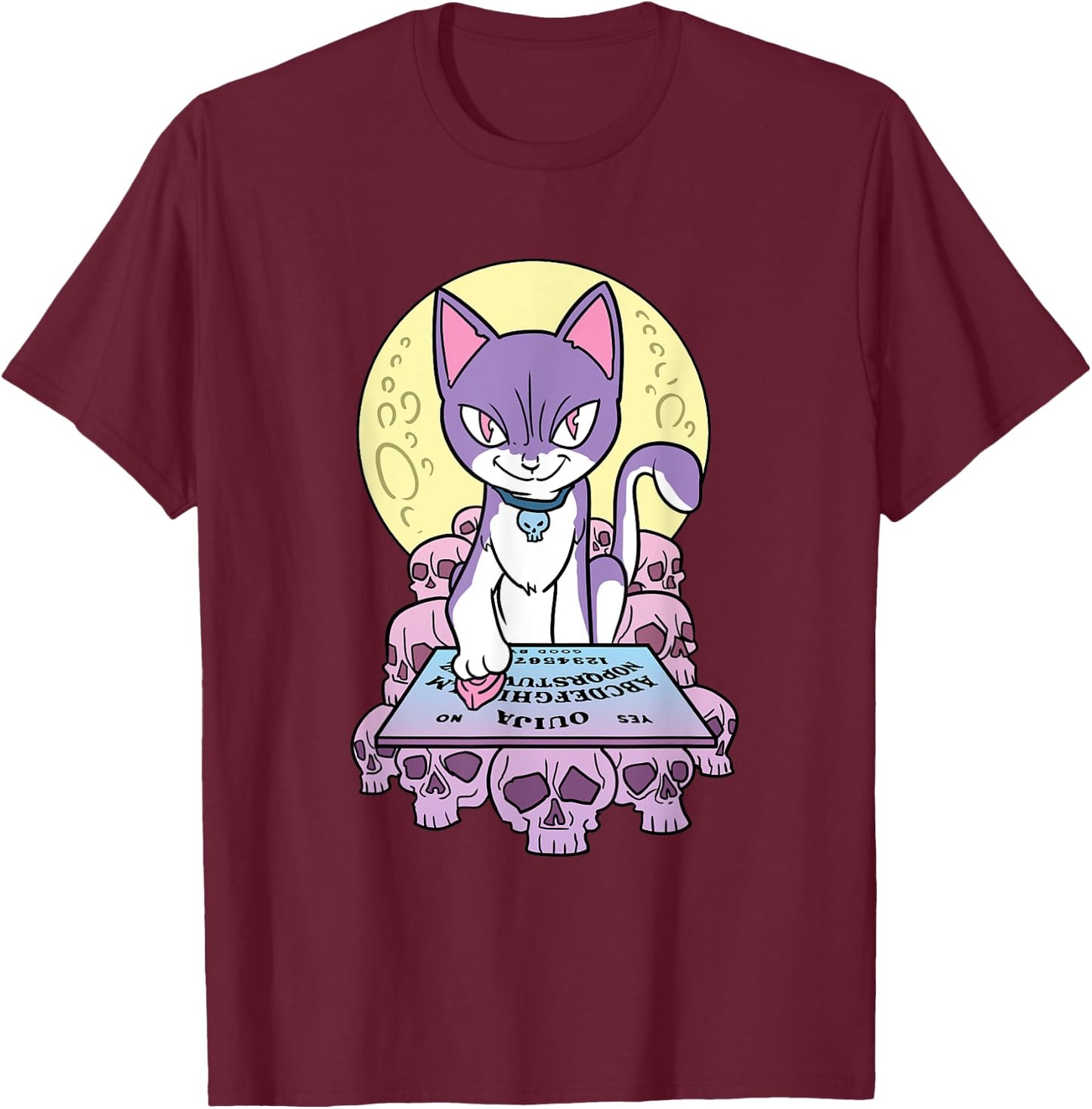 Pastel Goth Cat Ouija Board Voodoo T-Shirt - T-Shirt | Maroon
