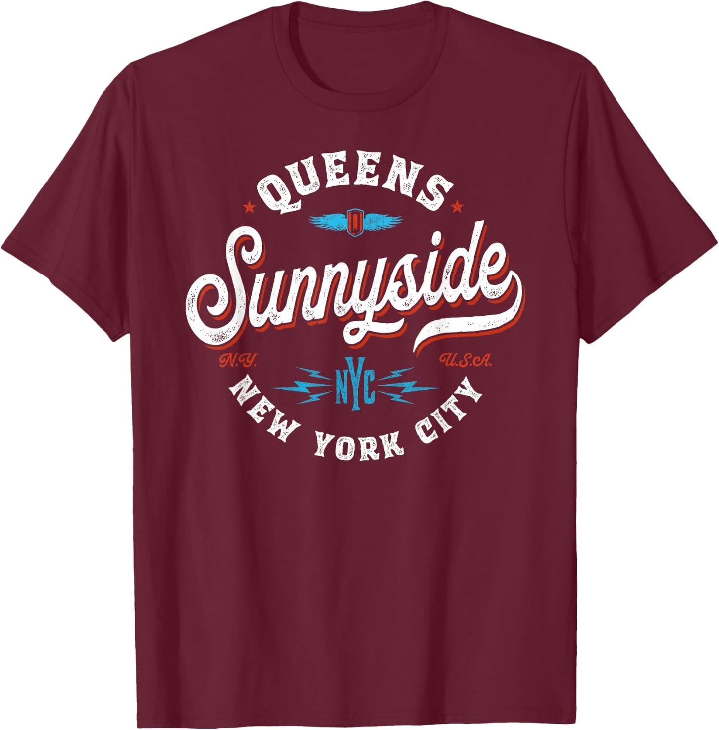 New York Sunnyside Queens T-Shirt - T-Shirt | Maroon