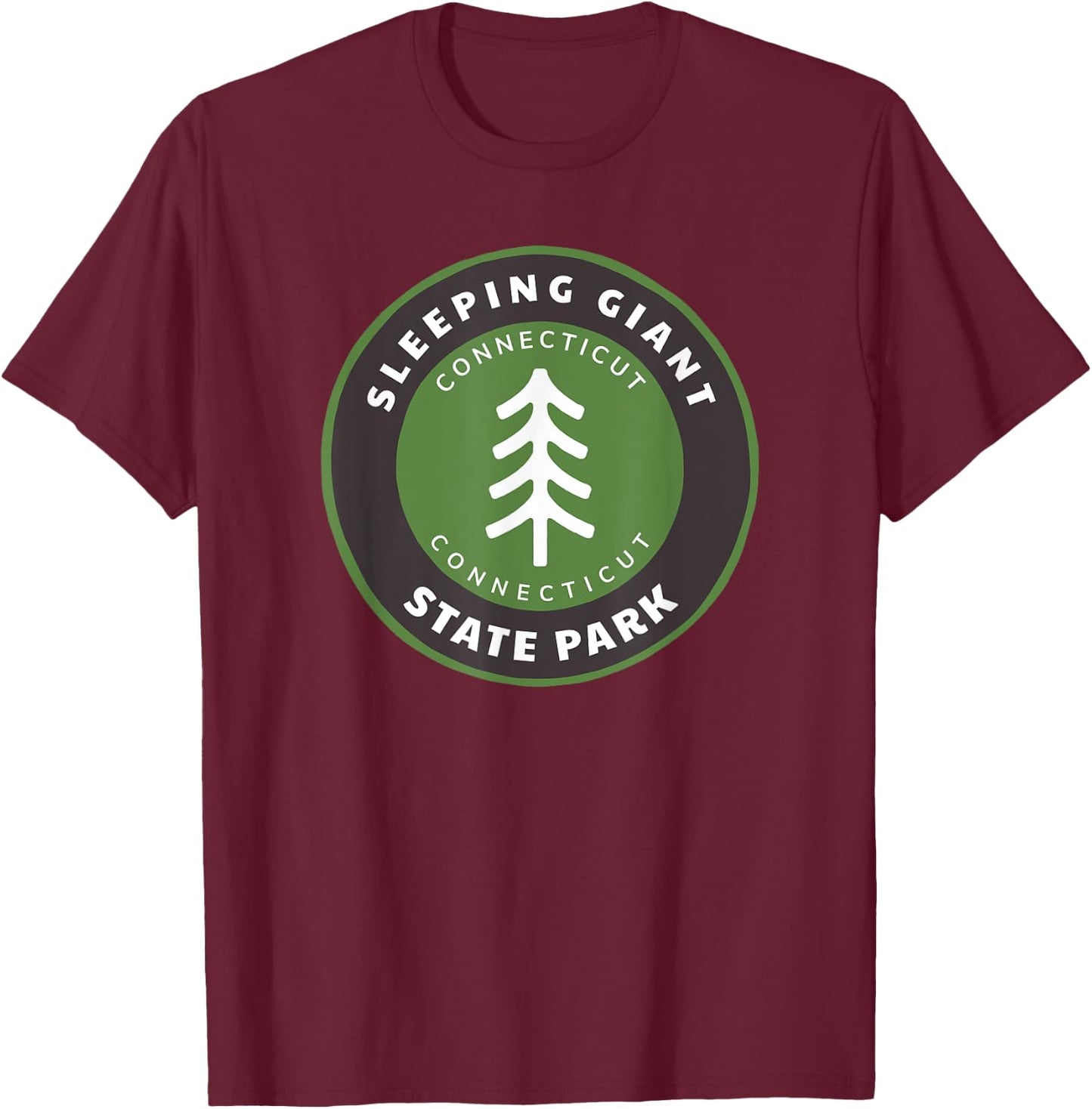 Sleeping Giant State Park Connecticut CT Tree Badge vacation T-Shirt - T-Shirt | Maroon