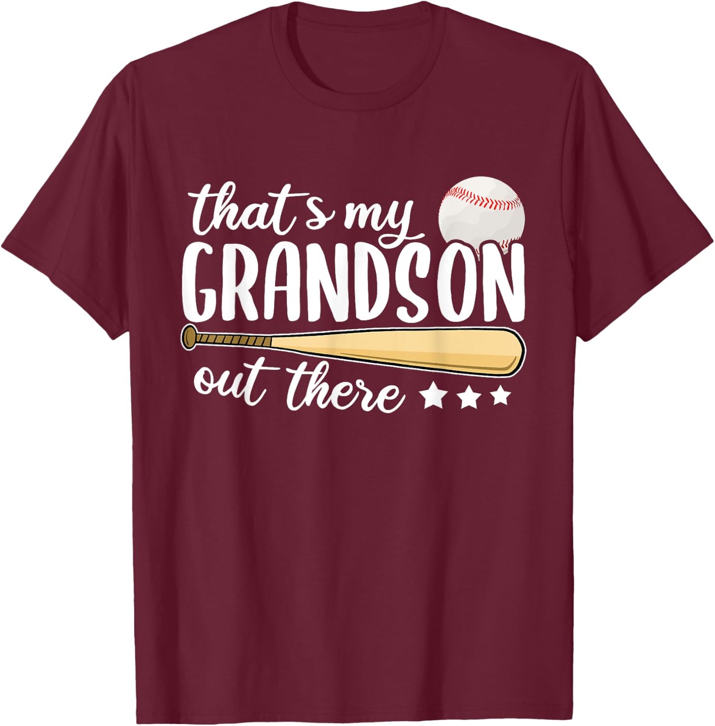 Funny Baseball Grandma That's My Grandson Out There Baseball T-Shirt - T-Shirt | Maroon