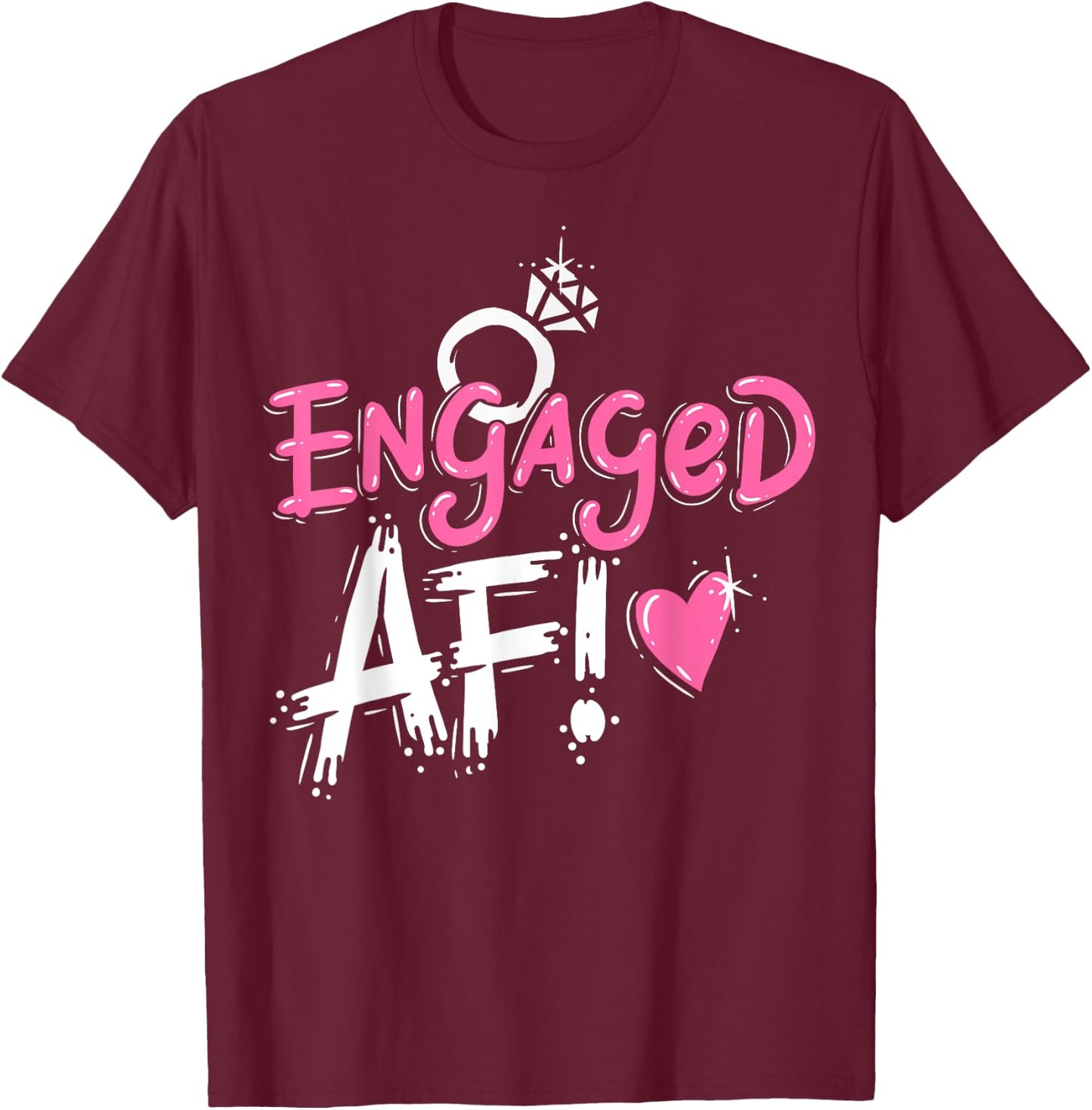 Engagement Newly Engaged Bridal Gift Couples T-Shirt - T-Shirt | Maroon
