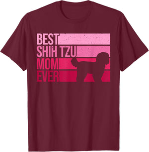 Funny Shih Tzu Mom Art Girl Mother's Day Dog Lover T-Shirt - T-Shirt | Maroon